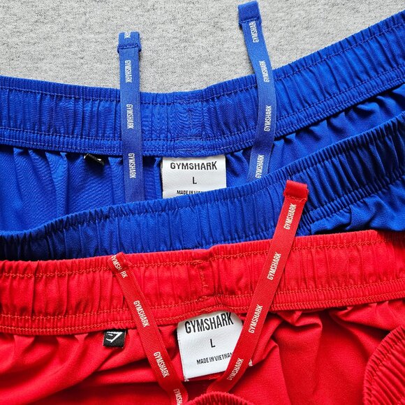 Gymshark Men's Shorts Bundle Size Large 5" Inseam Blue And Red Activewear Set - Picture 4 of 7